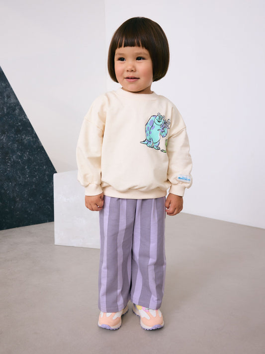 Ecru White Monsters, Inc Long Sleeve Top and Barrel Leg Trousers (3mths-7yrs) image 1