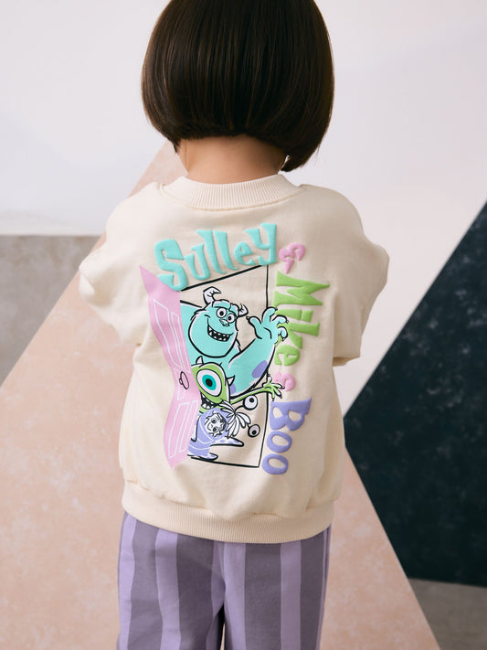 Ecru White Monsters, Inc Long Sleeve Top and Barrel Leg Trousers (3mths-7yrs) image 3