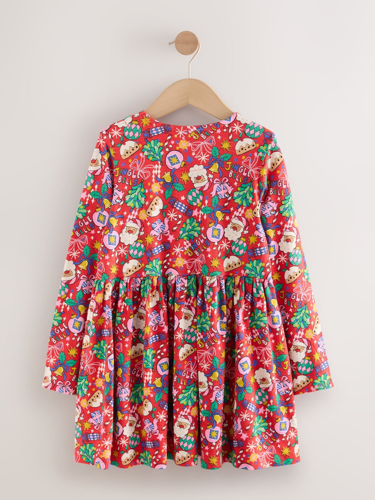 Red Christmas Character Long Sleeve Jersey Dress (3-16yrs)