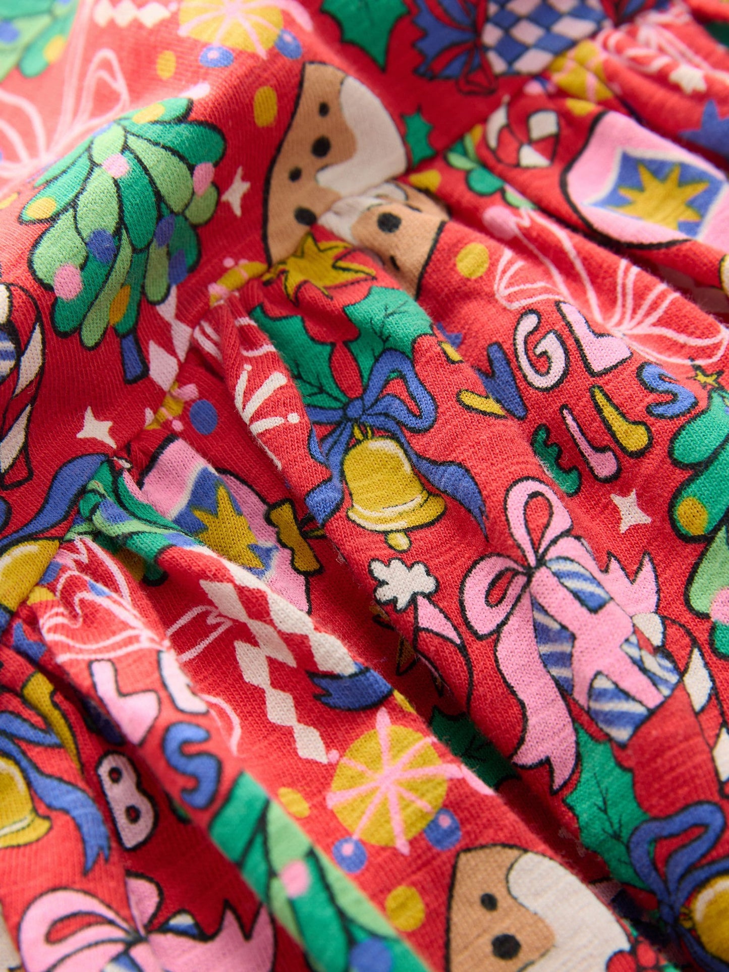 Red Christmas Character Long Sleeve Jersey Dress (3-16yrs)