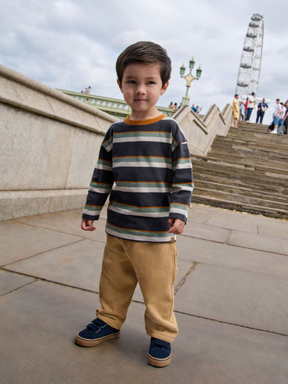 Dsiney Kidz - Charcoal Grey Striped Long Sleeve T-Shirt and Carpenter Joggers Set (3mths-7yrs) image 1