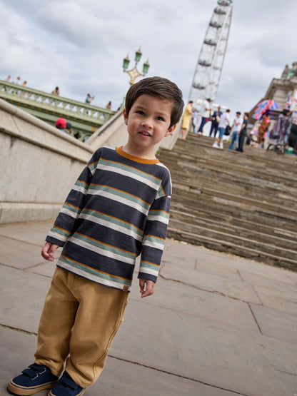 Dsiney Kidz - Charcoal Grey Striped Long Sleeve T-Shirt and Carpenter Joggers Set (3mths-7yrs) image 2