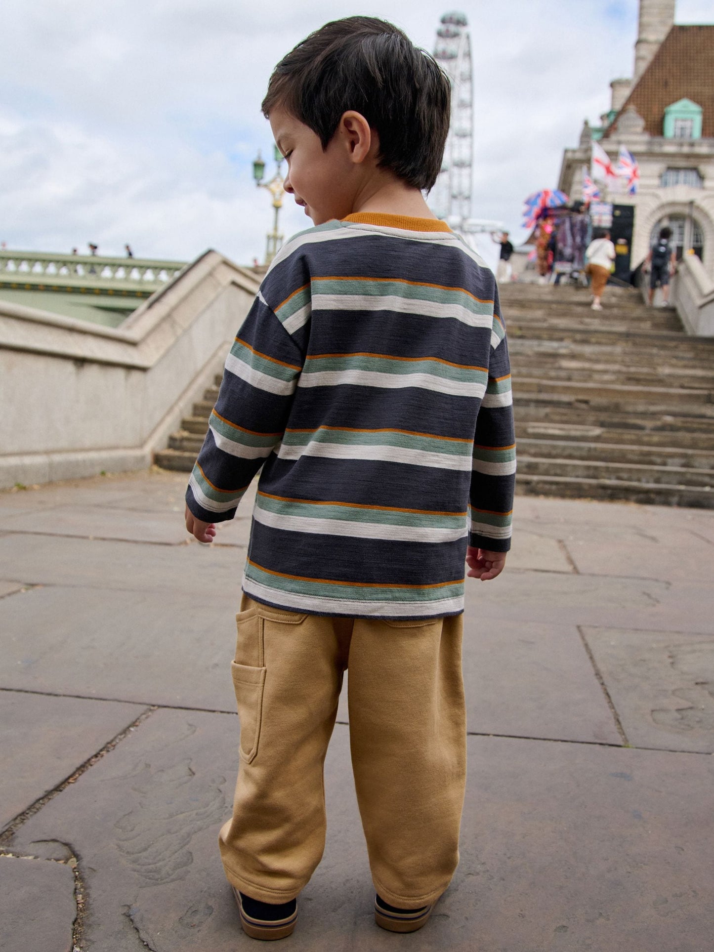 Dsiney Kidz - Charcoal Grey Striped Long Sleeve T-Shirt and Carpenter Joggers Set (3mths-7yrs) image 3