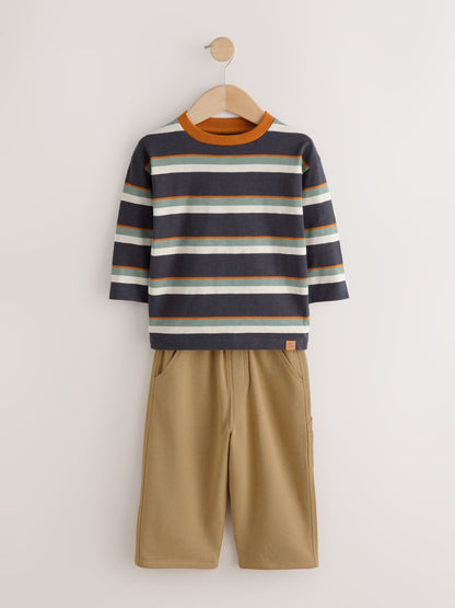 Dsiney Kidz - Charcoal Grey Striped Long Sleeve T-Shirt and Carpenter Joggers Set (3mths-7yrs) image 5