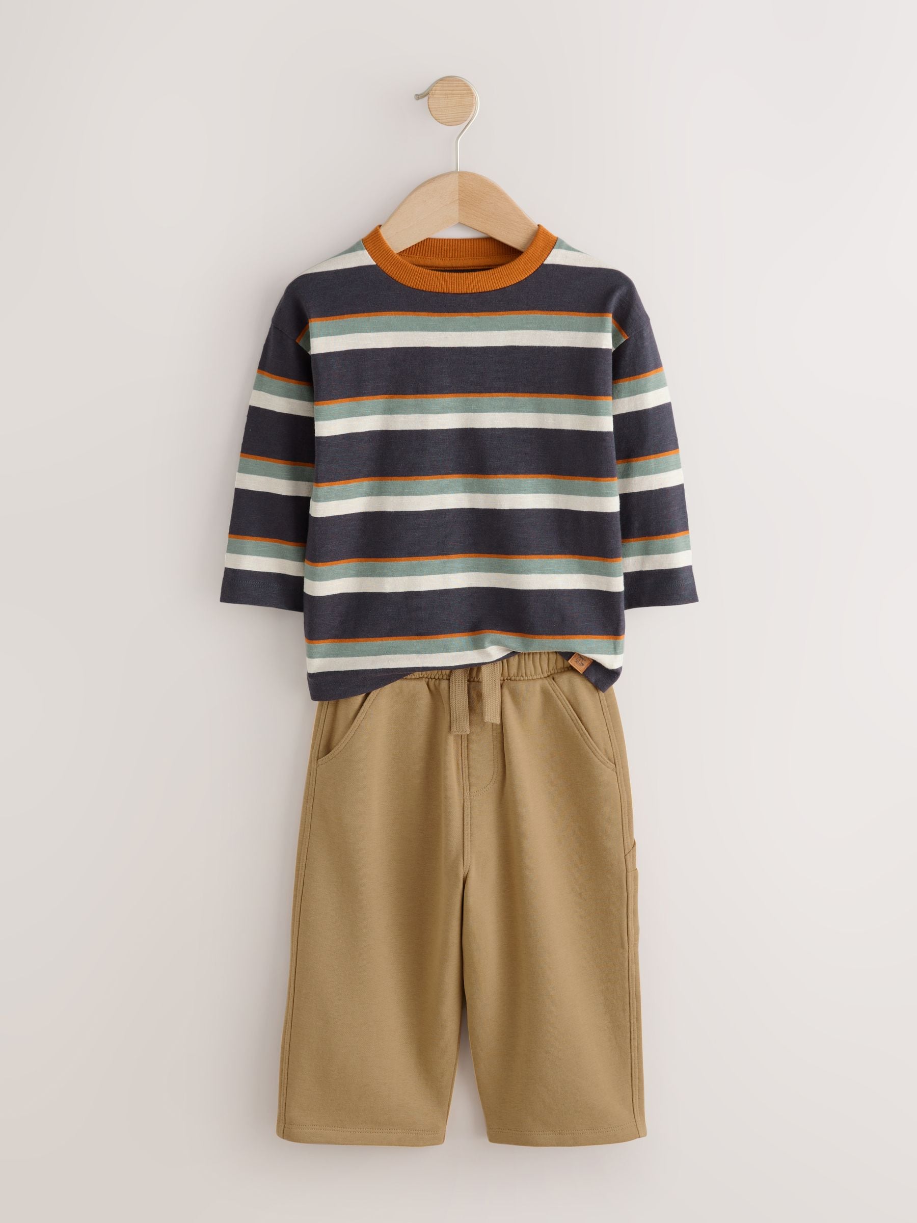 Dsiney Kidz - Charcoal Grey Striped Long Sleeve T-Shirt and Carpenter Joggers Set (3mths-7yrs) image 6