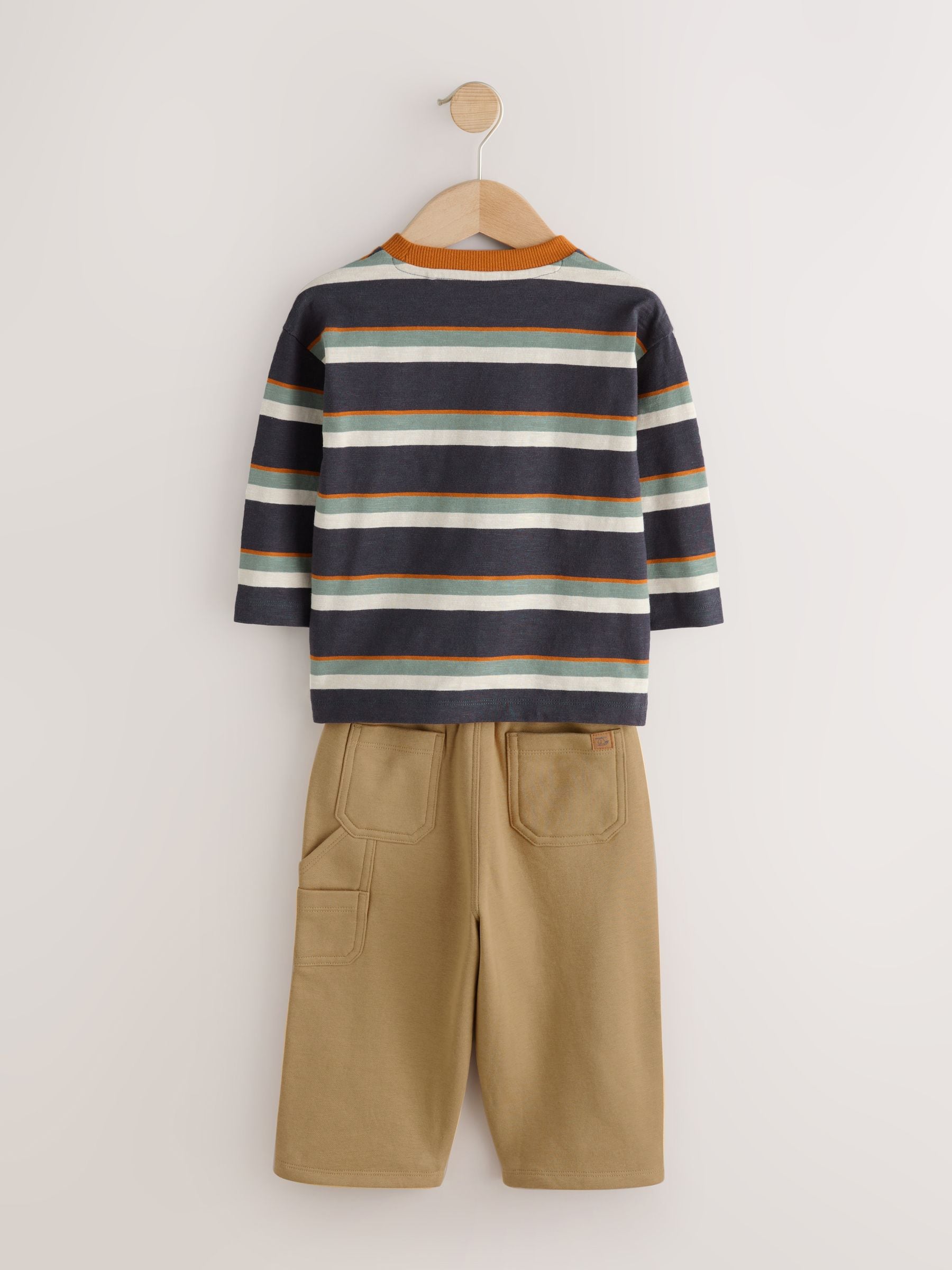 Dsiney Kidz - Charcoal Grey Striped Long Sleeve T-Shirt and Carpenter Joggers Set (3mths-7yrs) image 7