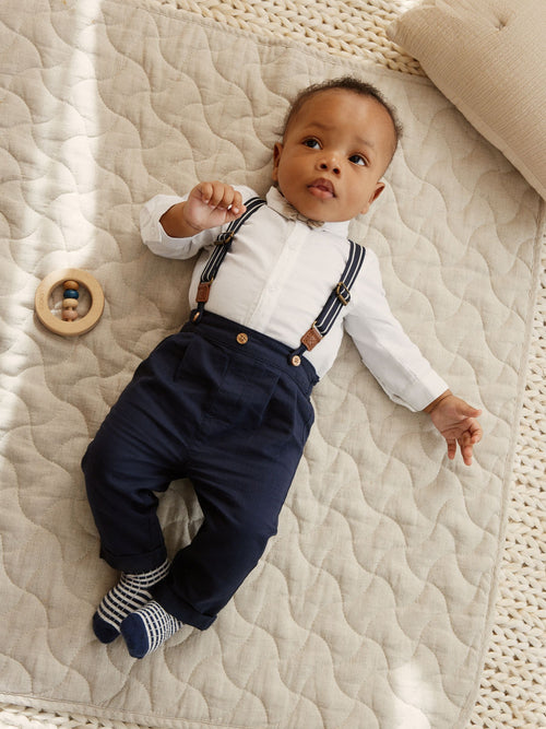 Dsiney Kidz - Navy Baby Shirt Trousers and Braces 4 Piece Set (0mths-2yrs) image 1