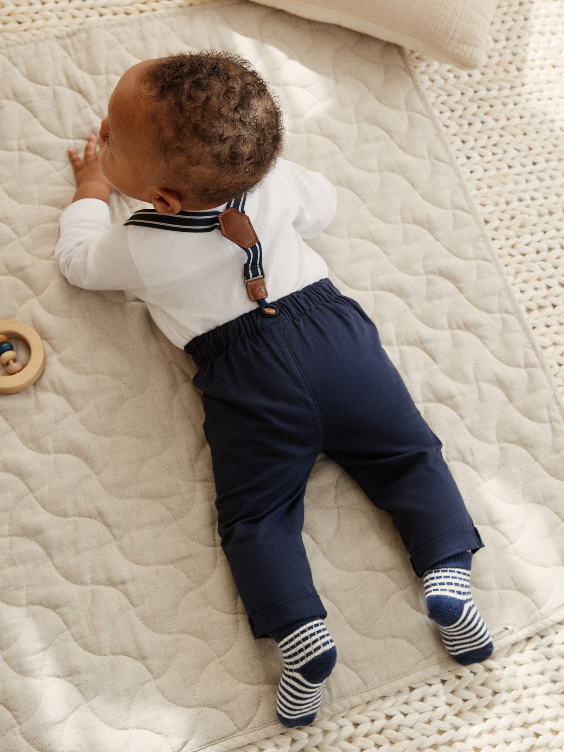 Navy Baby Shirt Trousers and Braces 4 Piece Set (0mths-2yrs) image 3