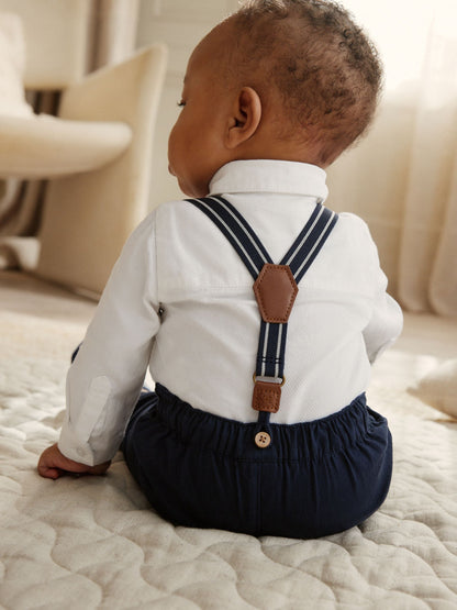 Navy Baby Shirt Trousers and Braces 4 Piece Set (0mths-2yrs) image 4