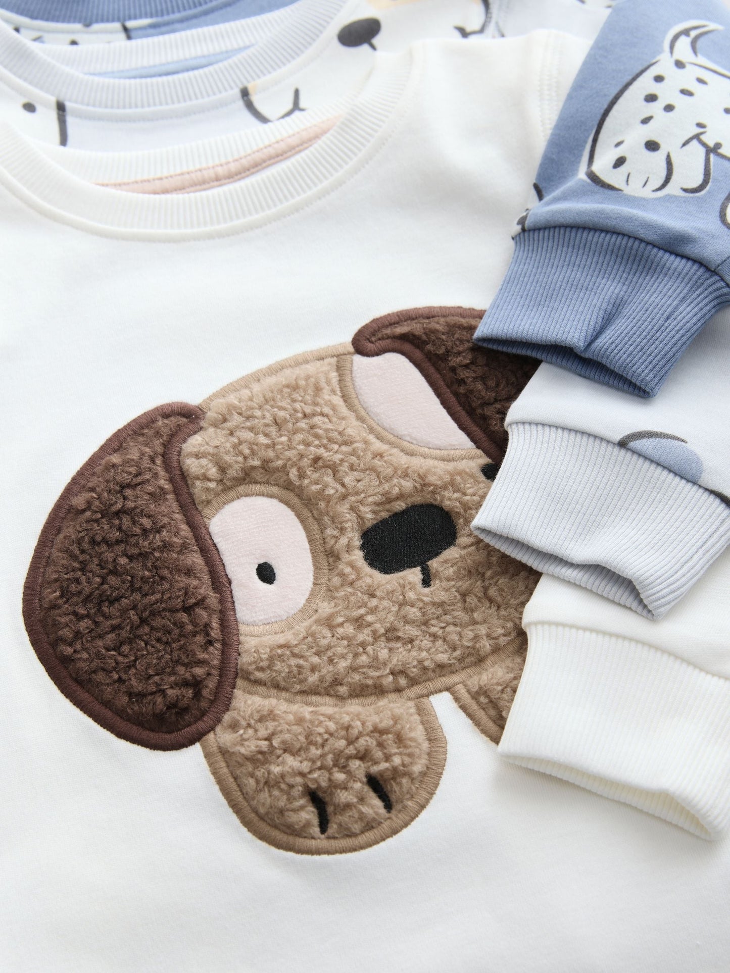 Blue/Ecru Dog Snuggle Pyjamas 3 Pack (9mths-6yrs) image 4