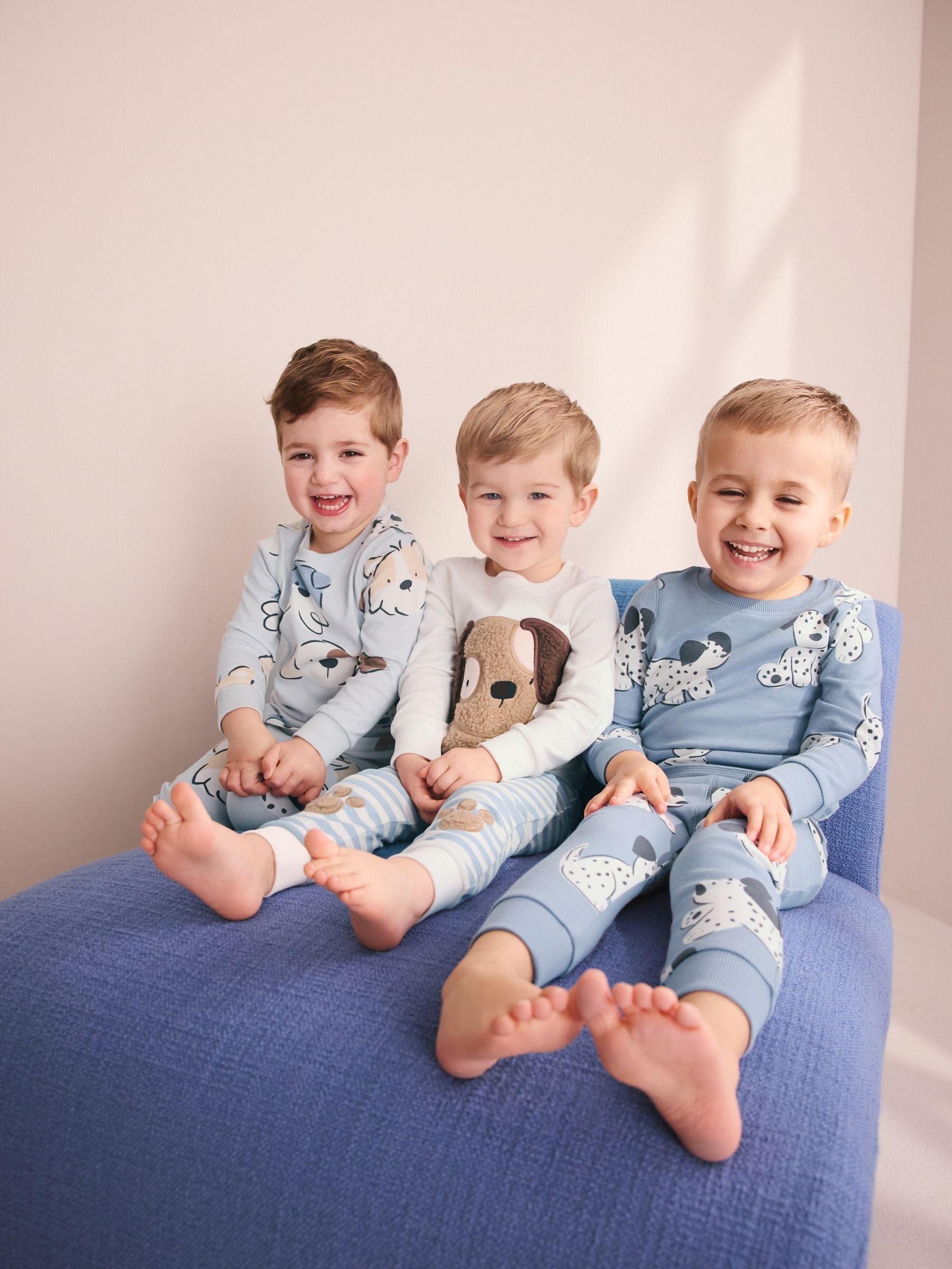 Blue/Ecru Dog Snuggle Pyjamas 3 Pack (9mths-6yrs) image 5