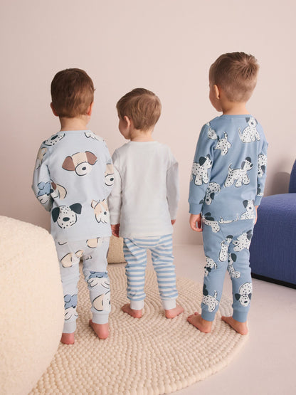 Blue/Ecru Dog Snuggle Pyjamas 3 Pack (9mths-6yrs) image 6