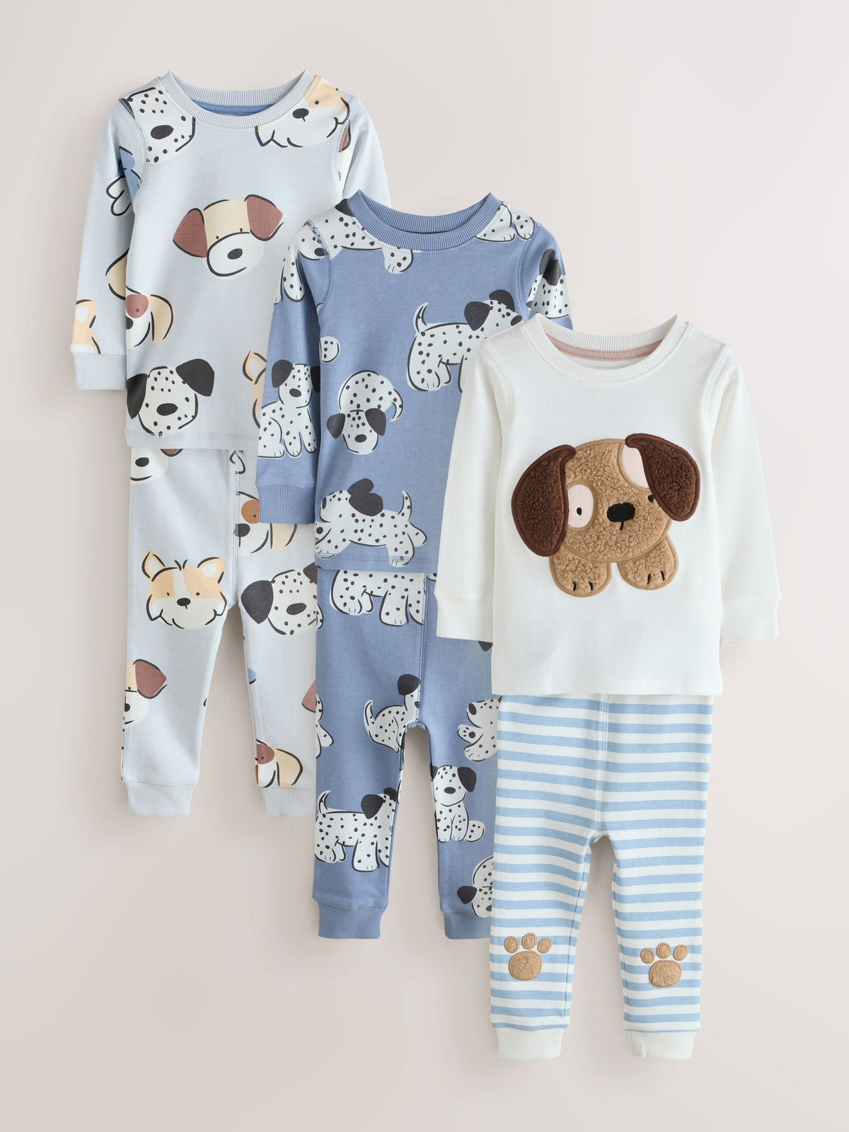 Blue/Ecru Dog Snuggle Pyjamas 3 Pack (9mths-6yrs) - image 6