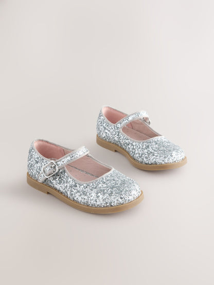 Silver Glitter Mary Jane Shoes image 1