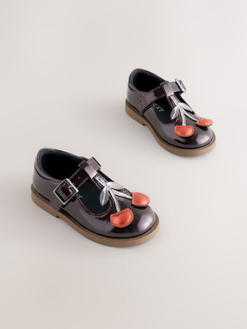 Burgundy Red Cherry T-Bar Shoes image 1