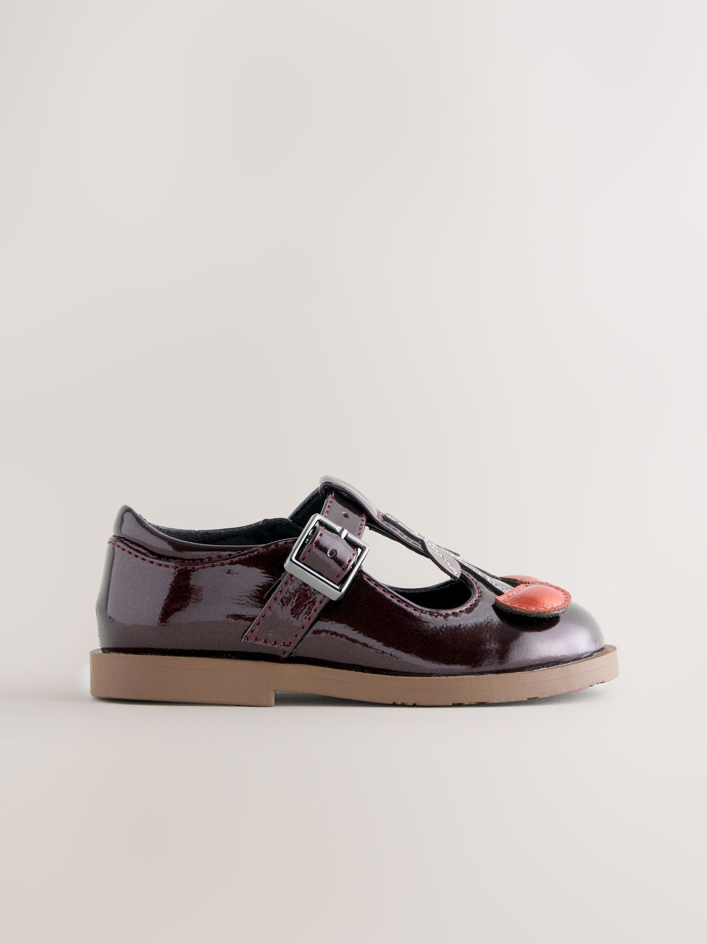 Burgundy Red Cherry T-Bar Shoes image 3