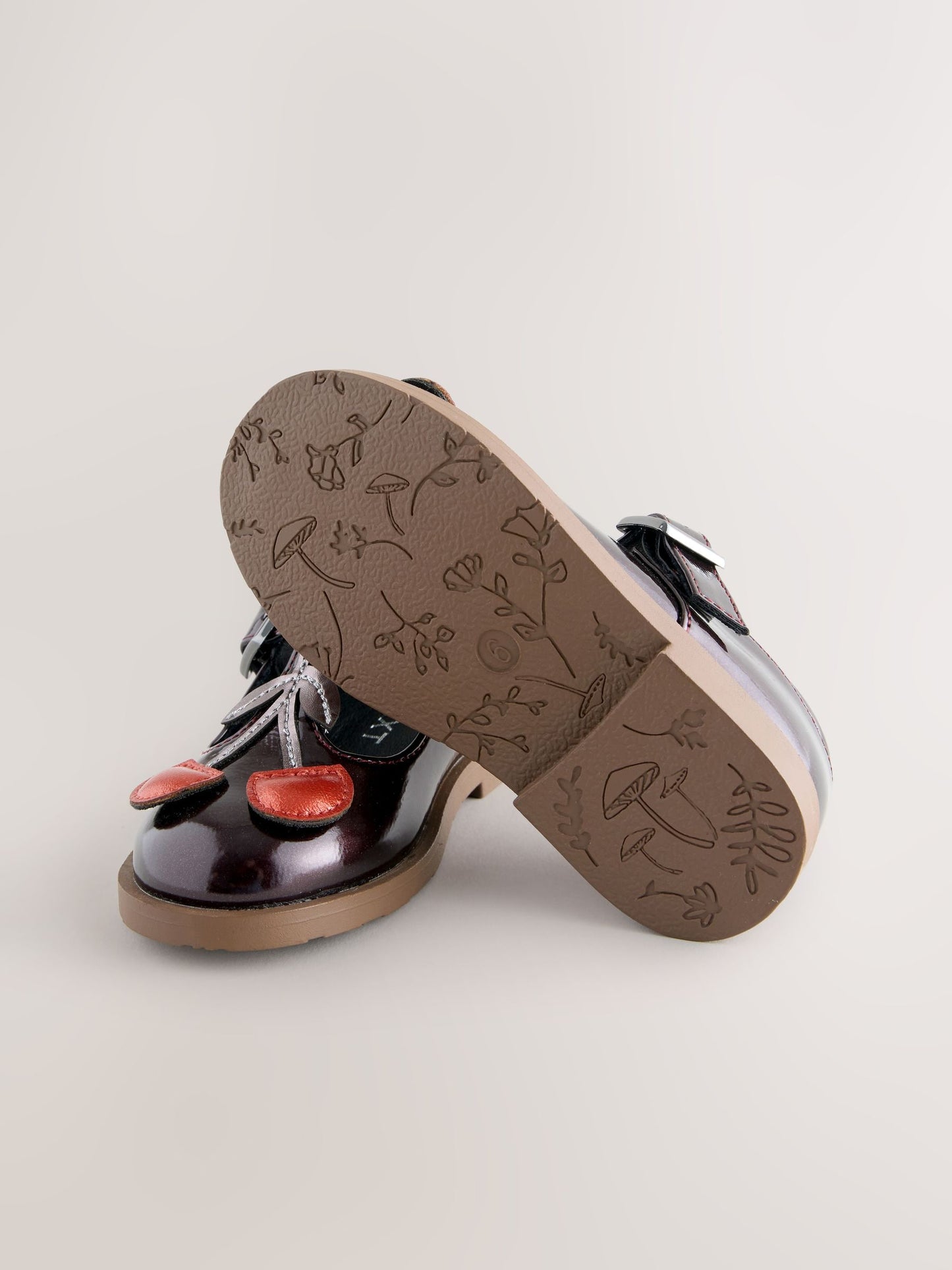 Burgundy Red Cherry T-Bar Shoes image 4