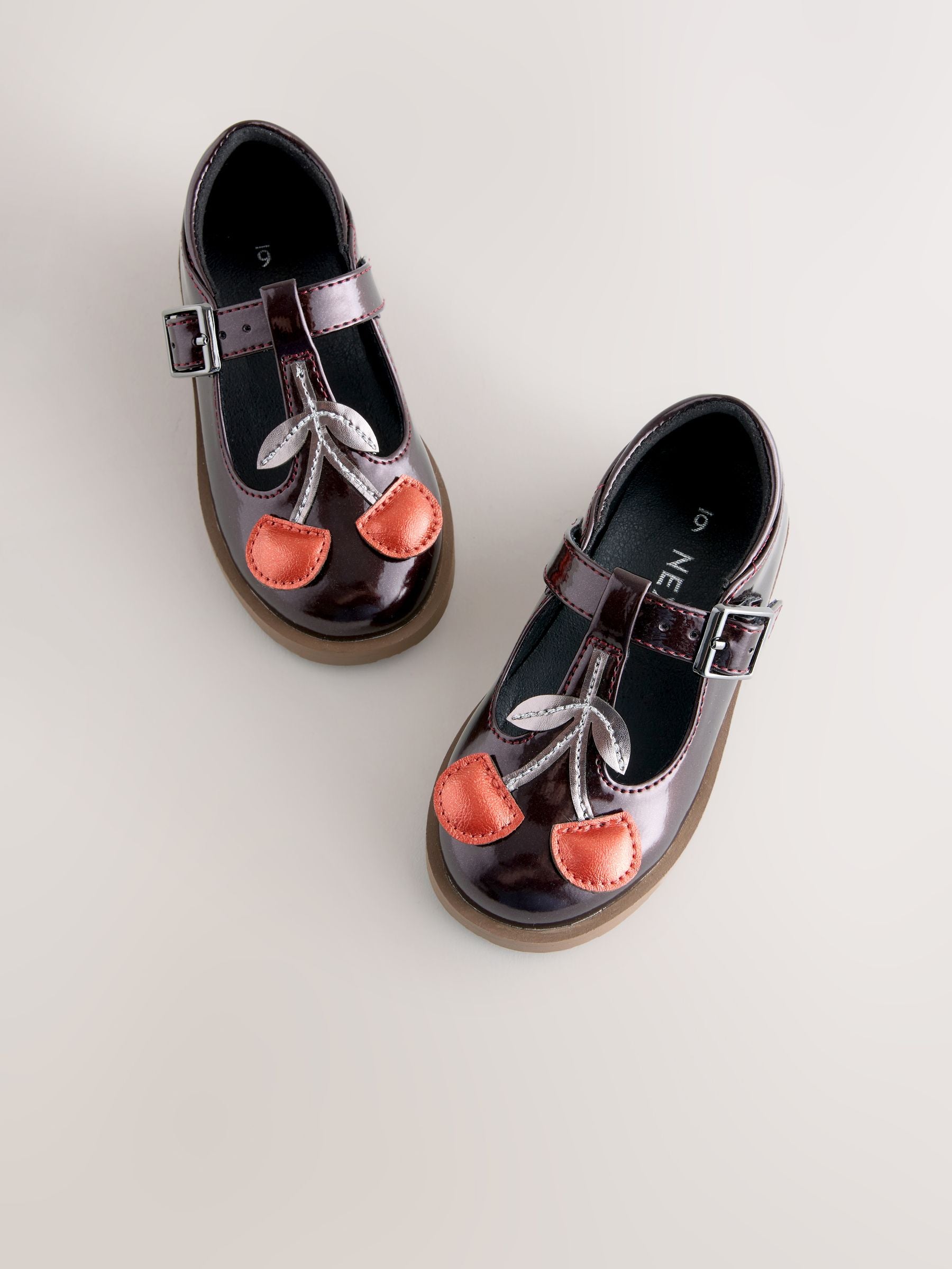 Burgundy Red Cherry T-Bar Shoes image 5