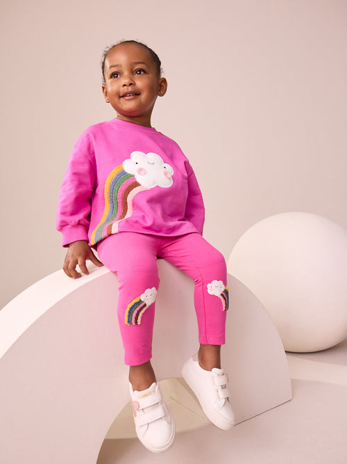 Pink Cloud Rainbow Knee Embellsihed Leggings (3mths-7yrs) image 1