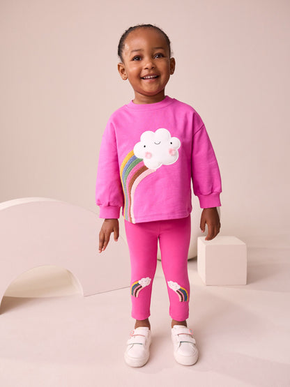 Pink Cloud Rainbow Knee Embellsihed Leggings (3mths-7yrs) image 2