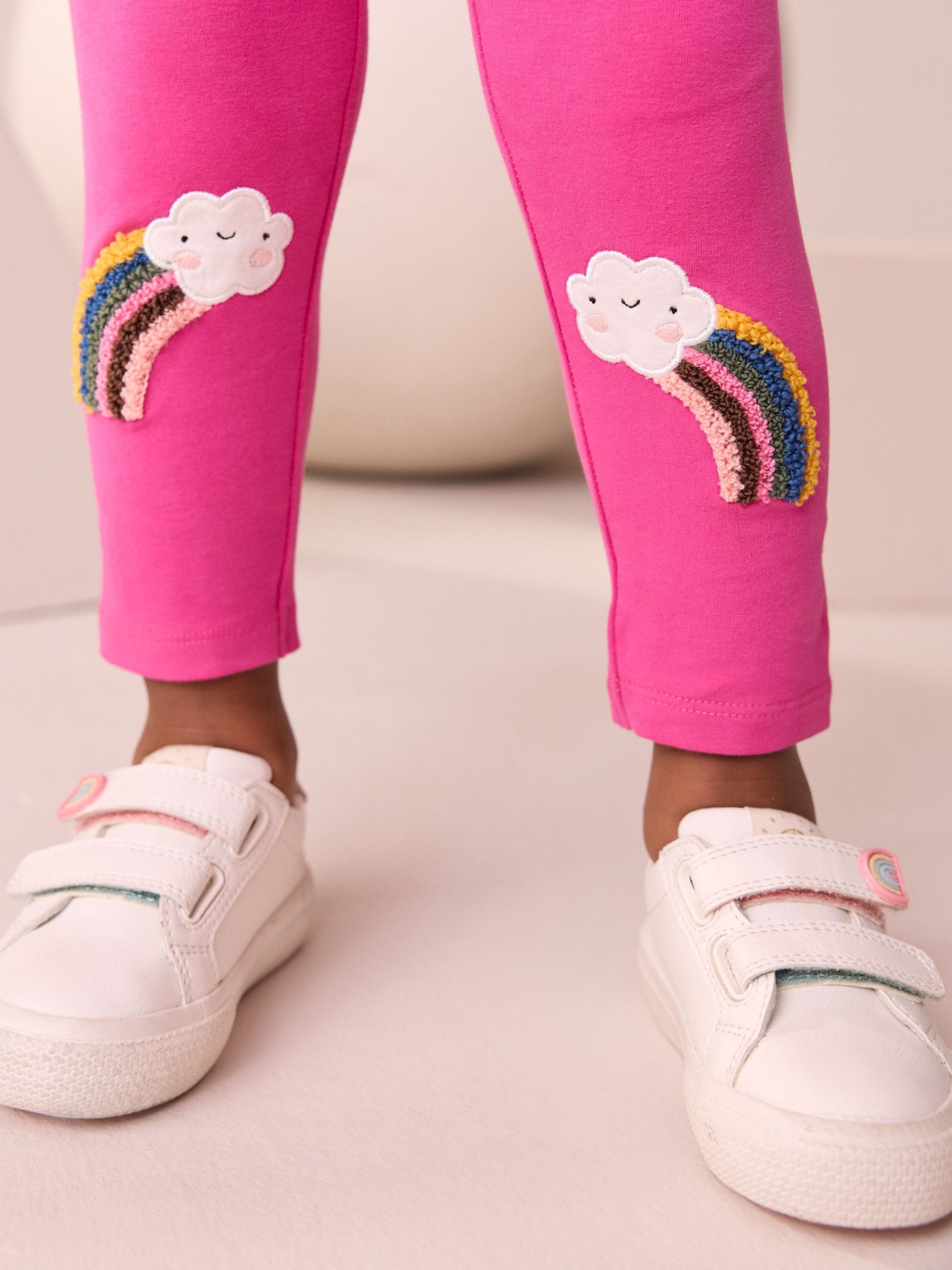 Pink Cloud Rainbow Knee Embellsihed Leggings (3mths-7yrs) image 3
