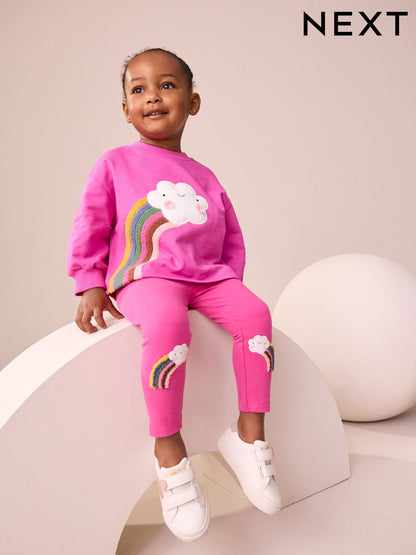 Pink Cloud Rainbow Knee Embellsihed Leggings (3mths-7yrs) image 8