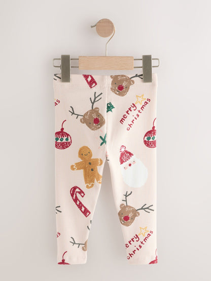 Neutral Christmas Rib Leggings (3mths-7yrs)