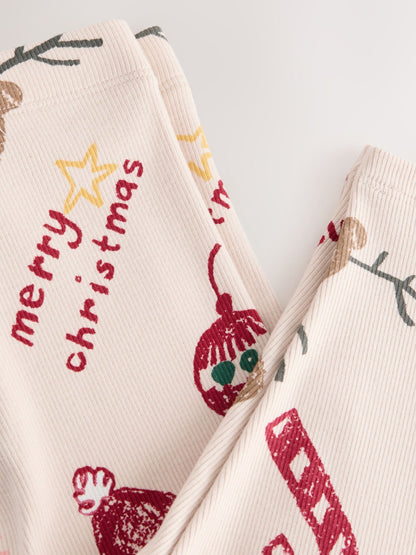 Neutral Christmas Rib Leggings (3mths-7yrs)