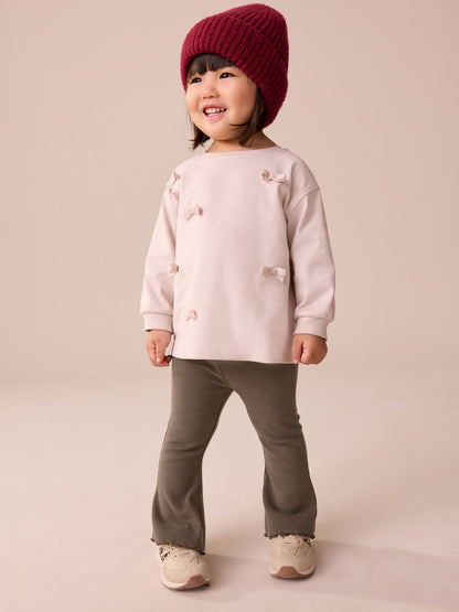 Chocolate Brown Rib Flare Leggings (3mths-7yrs) image 2