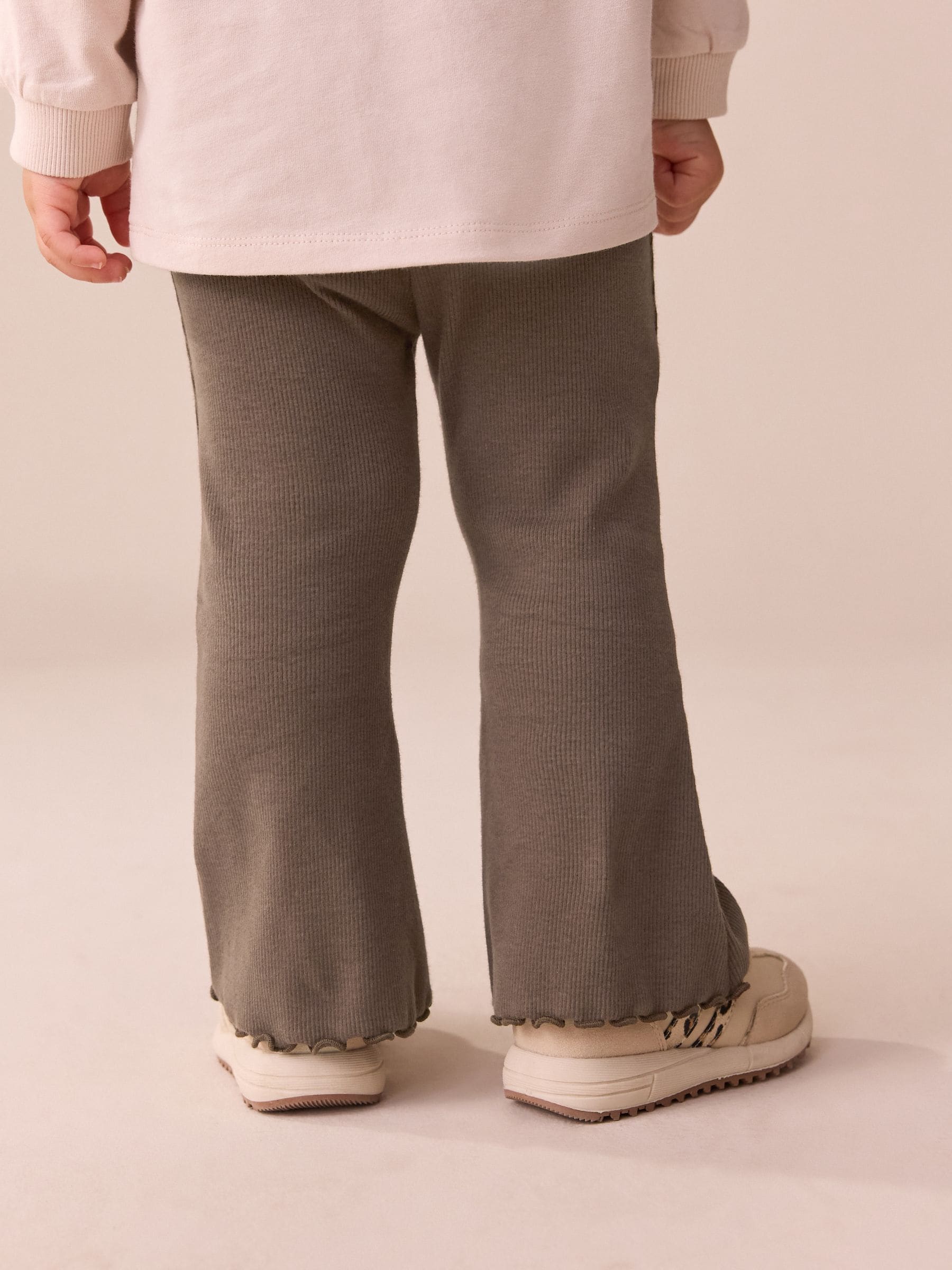 Chocolate Brown Rib Flare Leggings (3mths-7yrs) image 3