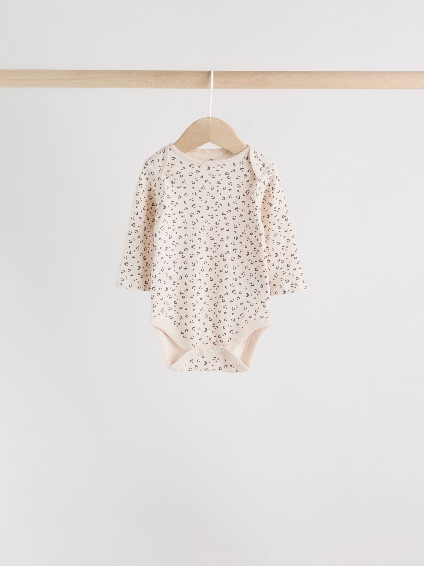 Monochrome Long Sleeve Baby Bodysuits 5 Pack image 5