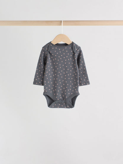 Monochrome Long Sleeve Baby Bodysuits 5 Pack image 7