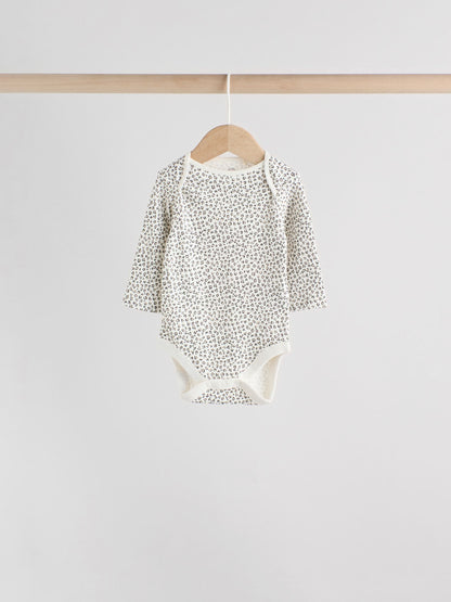 Monochrome Long Sleeve Baby Bodysuits 5 Pack image 8
