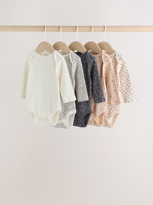 Monochrome Long Sleeve Baby Bodysuits 5 Pack image 1