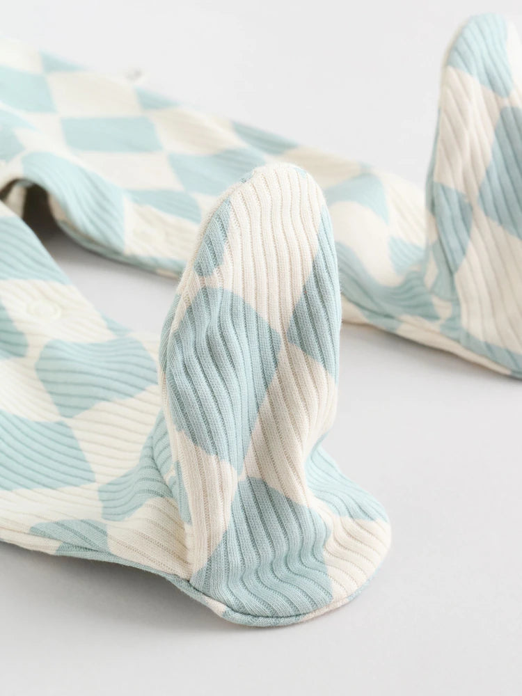 Multi Coloured Checkerboard Baby Sleepsuits 3 Pack (0mths-2yrs)