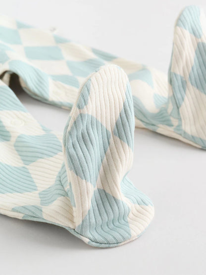 Multi Coloured Checkerboard Baby Sleepsuits 3 Pack (0mths-2yrs)