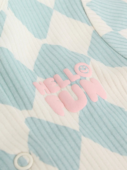 Multi Coloured Checkerboard Baby Sleepsuits 3 Pack (0mths-2yrs)