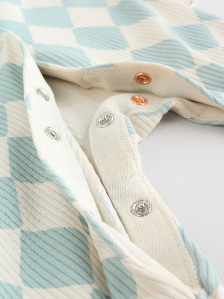 Multi Coloured Checkerboard Baby Sleepsuits 3 Pack (0mths-2yrs)