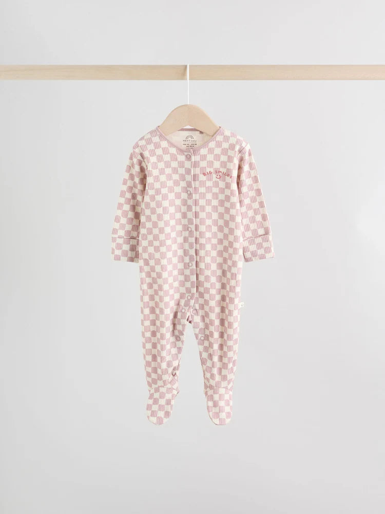 Multi Coloured Checkerboard Baby Sleepsuits 3 Pack (0mths-2yrs)