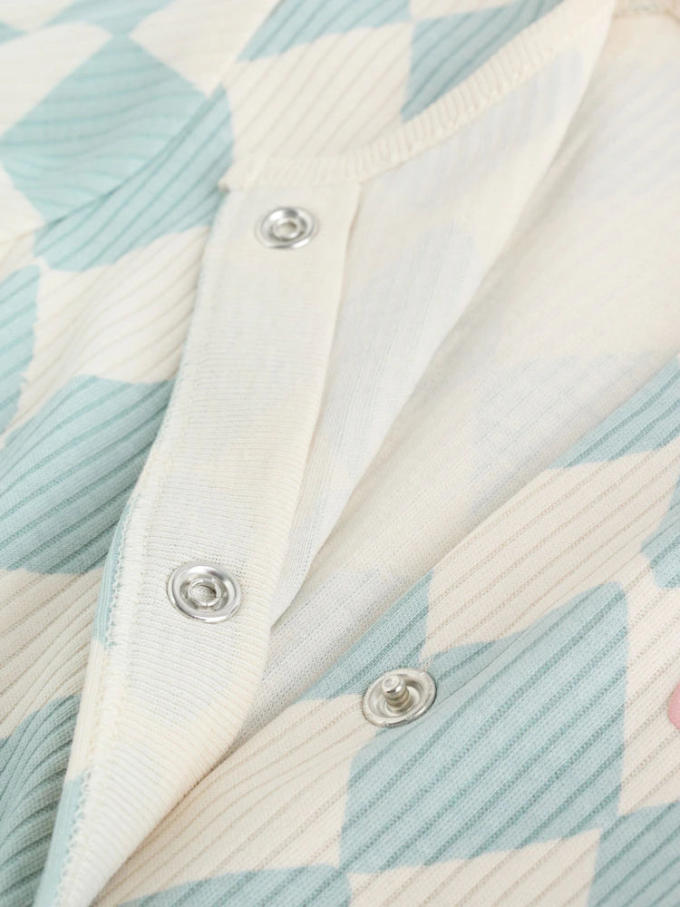 Multi Coloured Checkerboard Baby Sleepsuits 3 Pack (0mths-2yrs)