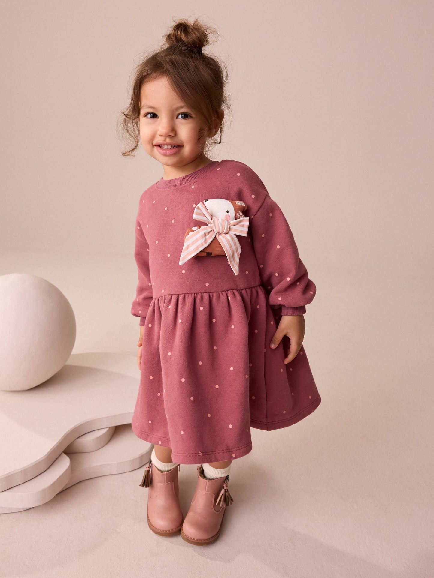 Burgundy Fox Embellished Sweat Dress (3mths-7yrs)