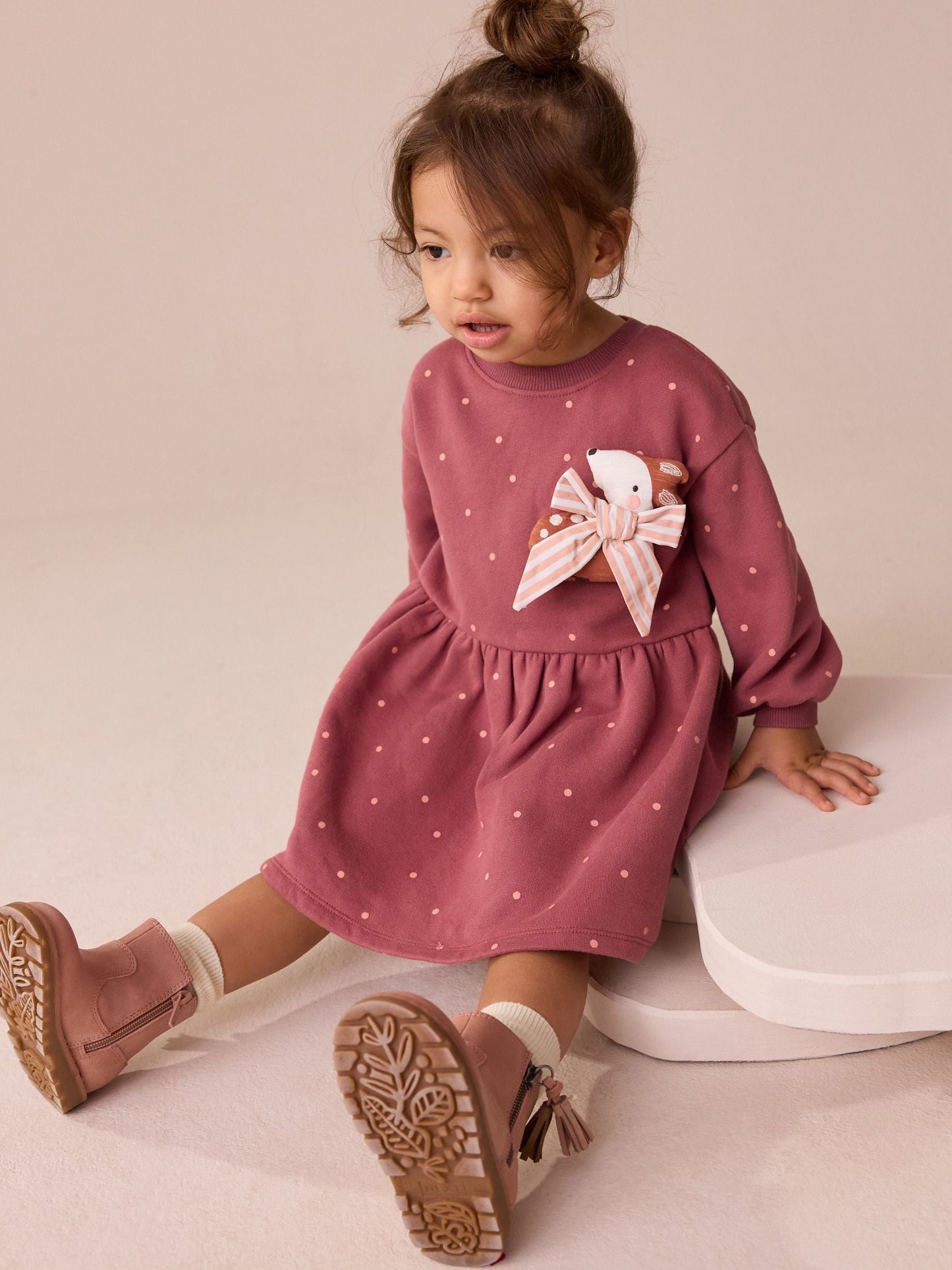 Burgundy Fox Embellished Sweat Dress (3mths-7yrs)