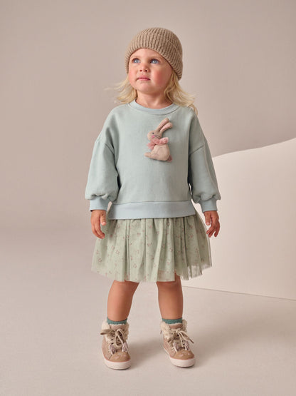 Blue Bunny Sweat Party Dress (3mths-7yrs)