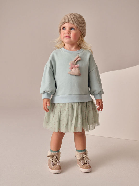 Blue Bunny Sweat Party Dress (3mths-7yrs)