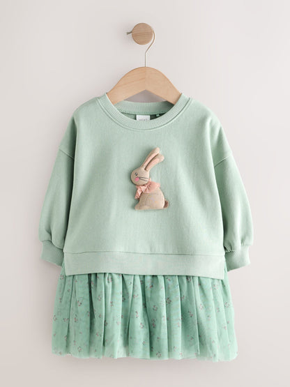 Blue Bunny Sweat Party Dress (3mths-7yrs)