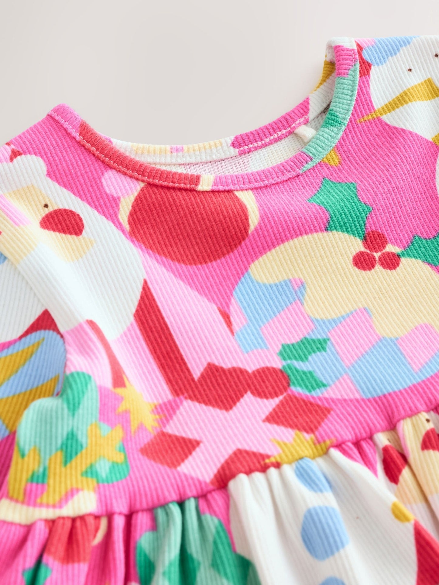 Pink Long Sleeve Christmas Dress (3mths-7yrs)