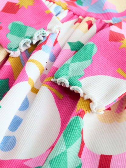 Pink Long Sleeve Christmas Dress (3mths-7yrs)