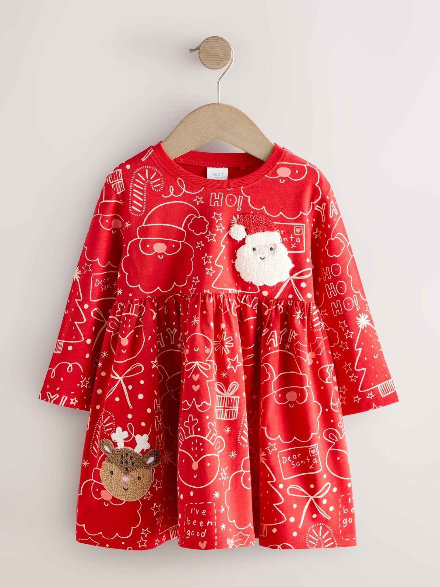 Red Long Sleeve Christmas Character Dress (3mths-7yrs)