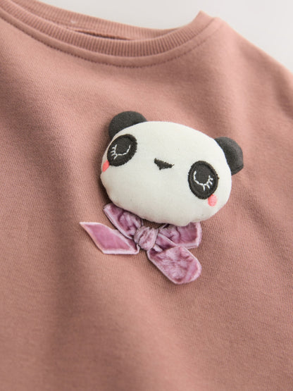 Neutral Panda Sweat Check Dress (3mths-7yrs)