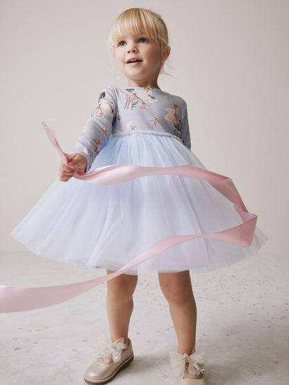 Blue Fairy Long Sleeve Mesh Party Dress (3mths-7yrs)